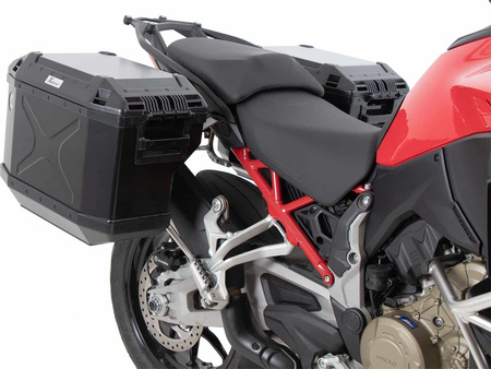 Side carrier cutout stainless steel incl. Xplorer sideboxes black for Ducati Multistrada V4 / S / Pikes Peak / Rally / RS (2025-)