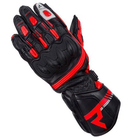 Motocyklowe Rękawice Skórzane Rebelhorn ST Long Lady Black/Grey/Flo Red