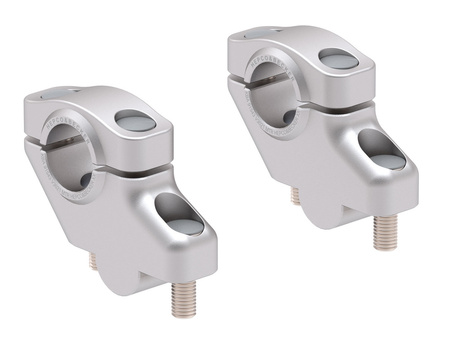 Offset Handlebar Riser for Suzuki DR 650 RS / RSE (1990-1996), 30mm up, 21mm back - silver