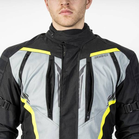 KURTKA TEKSTYLNA OZONE TOUR III BLACK/GREY/FLUO YELLOW (PLUS SIZE)