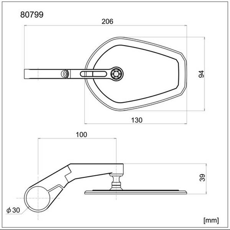 D-MIRROR-15 lusterko montowane na końcówce kierownicy