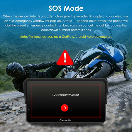 Carpuride W702S Pro | Uniwersalny CarPlay do motocykli z opcjonalnym systemem TPMS i uchwytem Plug-and-Play BM05