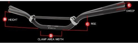 ZETA Aluminiowa kierownica CX MX-123 22,2mm + gąbka do motocykli Honda Kawasaki