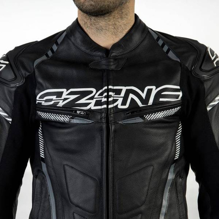 KURTKA SKÓRZANA OZONE RS600 BLACK/WHITE