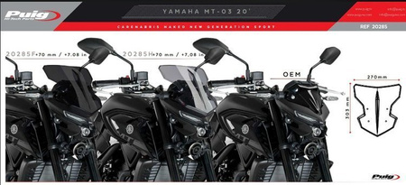 Owiewka PUIG do Yamaha MT-03 2020-2025