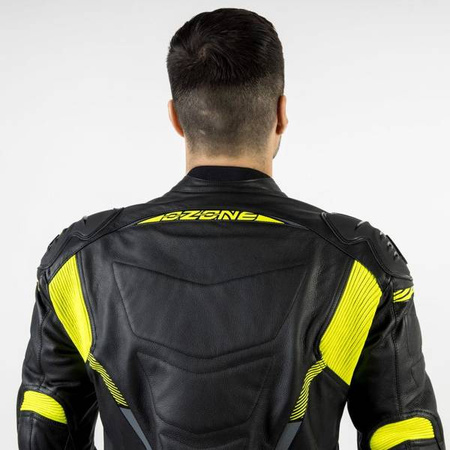 KURTKA SKÓRZANA OZONE RS600 BLACK/FLUO YELLOW