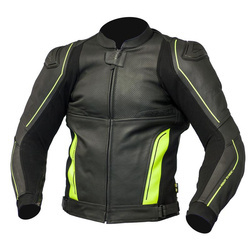 KURTKA SKÓRZANA OZONE VOLT BLACK/FLUO YELLOW