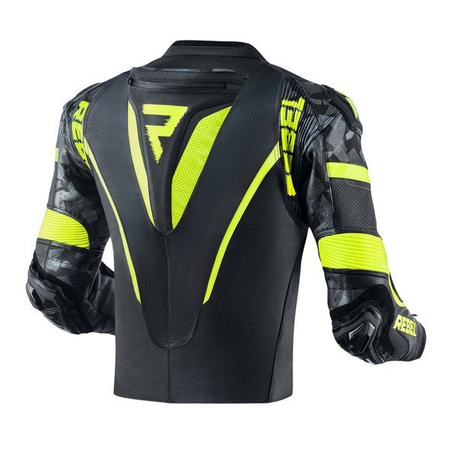 Motocyklowa Kurtka Skórzana Rebelhorn Rebel Black/Flo Yellow