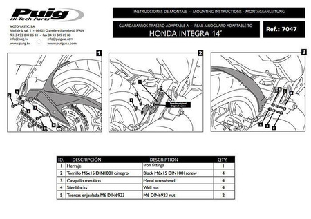 Błotnik tylny PUIG do Honda Integra 750 14-20 Czarny mat (J) 7047J