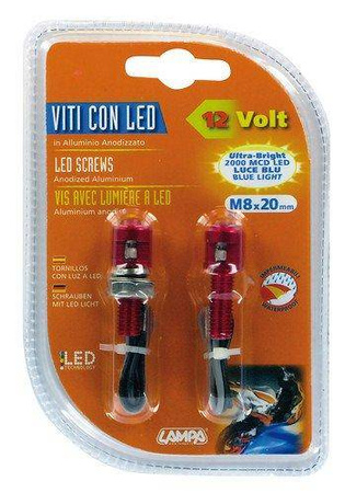 90178 Śruby led, niebieskie światło, 2 szt - czerwone