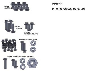 ZESTAW ŚRUB KEITI DO KTM 03-06 SX 05-07 XC