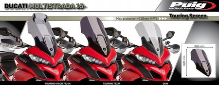 SZYBA TURYSTYCZNA PUIG DUCATI MULTISTRADA 950 / 1200 / 1260 PRZEZROCZYSTA