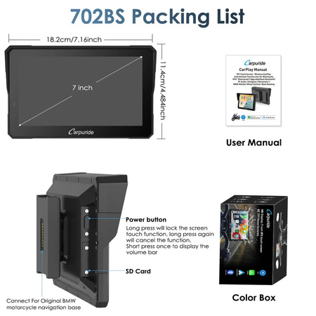 Carpuride W702BS – CarPlay dla motocykli BMW z integracją kontrolera OEM