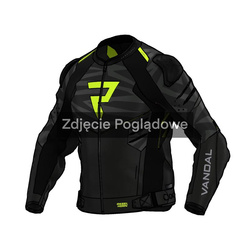 KURTKA MOTOCYKLOWA SKÓRZANA REBELHORN VANDAL 2 BLACK GREY FLUO YELLOW