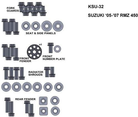 ZESTAW ŚRUB KEITI DO SUZUKI 05-07 RMZ 450