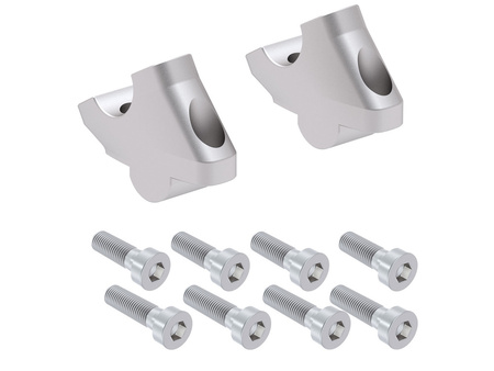 Handlebar riser with offset 30 mm high, 21 mm back, silver for Royal Enfield Super Meteor 650 (2023-)