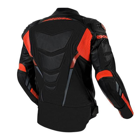 KURTKA SKÓRZANA OZONE RS600 BLACK/FLUO RED