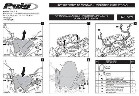 Owiewka PUIG do Yamaha FZ8 N 10-16 Lekko przyciemniany (H) 5872H