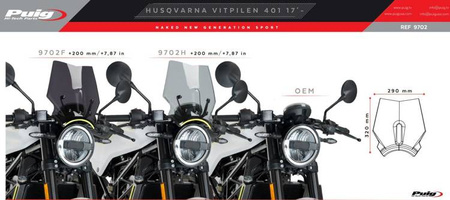 Owiewka PUIG do Husqvarna Svartpilen / Vitpilen 401 2017-2025 Czarny (N) 9702N