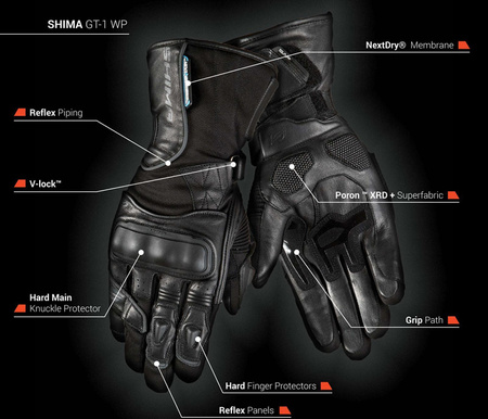 Wodoodporne rękawice motocyklowe GT-1 WP Shima 
