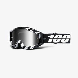 100 PROCENT GOGLE MODEL RACECRAFT ALTA KOLOR CZARNY/BIAŁY SZYBKA SREBRNE LUSTRO