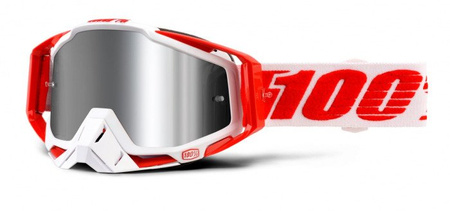 100 PROCENT WYPRZEDAŻ GOGLE MODEL RACECRAFT PLUS (+) BILAL KOLOR BIAŁY/CZERWONY SZYBKA SREBRNE LUSTRO (SKLEJANA NIEPARUJĄCA SZYBKA)