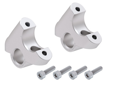 Handlebar riser with offset 30 mm high, 24 mm back, silver for BMW R 1250 GS (2018-2023)