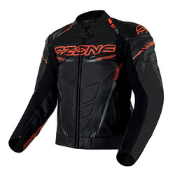 KURTKA SKÓRZANA OZONE RS600 BLACK/FLUO RED