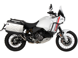 Side carrier cutout black incl. Xplorer silver sideboxes for Ducati Desert X (2022-)