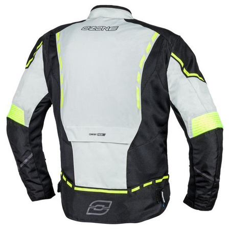 Motocyklowa Kurtka Tekstylna Ozone Jet II Ice/Black/Fluo Yellow 