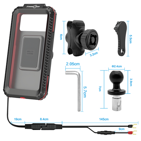 FreedConn motocyklowy uchwyt na telefon MC42-03 z ładowaniem indukcyjnym