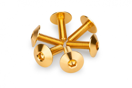Anodyzowane śrubki PUIG do szyb i owiewek (M6x20, fi 16,9 mm, 6 szt.) Złoty (O) 21765O