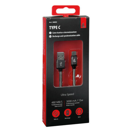 38890 Usb &gt; Usb Type-C kabel - 100 cm - černý