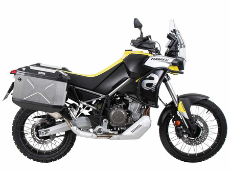 Side carrier cutout black incl. Xplorer silver sideboxes for Aprilia Tuareg (2022-2024)