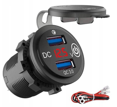 FreedConn ładowarka zasilacz 2 x USB QC3.0 woltomierz 3A 24V