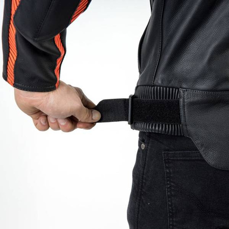 KURTKA SKÓRZANA OZONE RS600 BLACK/FLUO RED