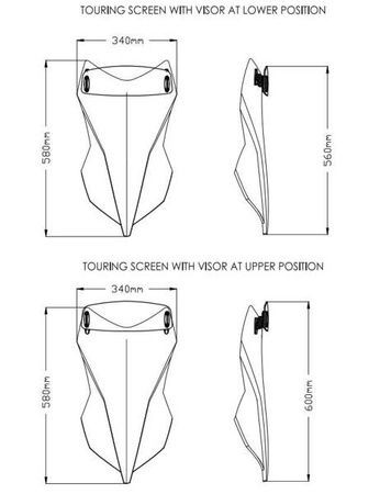 Szyba turystyczna PUIG do Benelli TRK 251 20-22 (z deflektorem) Lekko przyciemniany (H) 20630H