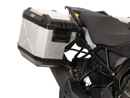 Side carrier cutout black incl. Xplorer silver sideboxes for Suzuki V-Strom 800 (2024-)