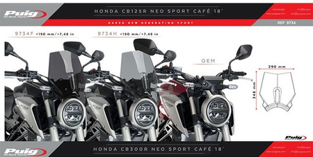 Owiewka PUIG do Honda CB125R / CB300R 2018-2023 Mocno Przyciemniana