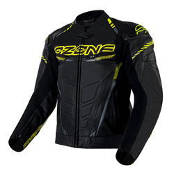 KURTKA SKÓRZANA OZONE RS600 BLACK/FLUO YELLOW