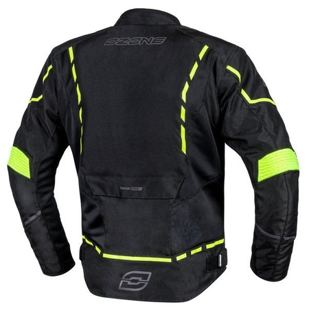 Motocyklowa Kurtka Tekstylna Ozone Jet II Black/Fluo Yellow