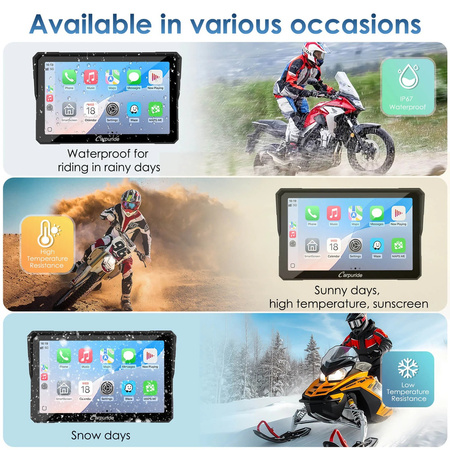 Carpuride W702S Pro | Uniwersalny CarPlay do motocykli z opcjonalnym systemem TPMS i uchwytem Plug-and-Play BM05