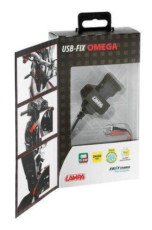 38878 Usb Fix Omega, ładowarka USB 12 / 24V z mocowaniem na śruby i złącza