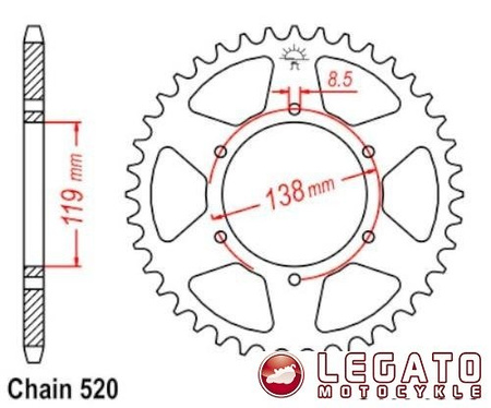 ZĘBATKA NAPĘDOWA JT TYŁ (530)