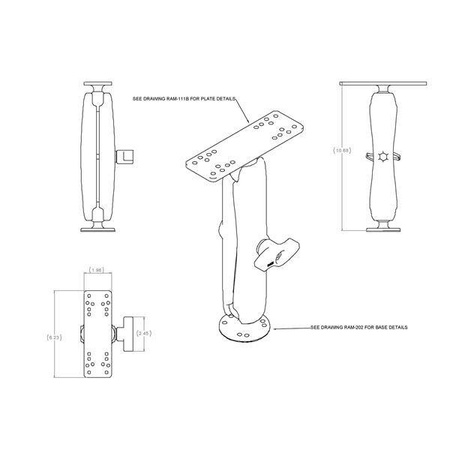 Uniwersalny morski uchwyt elektroniczny RAM® - rozmiar C, długi