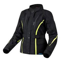 Motocyklowa Kurtka Tekstylna Ozone Sahara Lady Black/Fluo Yellow
