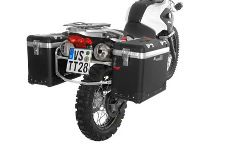 ZEGA Pro aluminium pannier system "And-Black" 38/38 ltr. with stainless steel rack for BMW F650GS / F650GS Dakar / G650GS / G650GS Sertao
