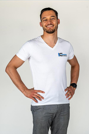 T-shirt z dekoltem w serek - biały Merchandise Merchandise ILMBERGER TSH.001