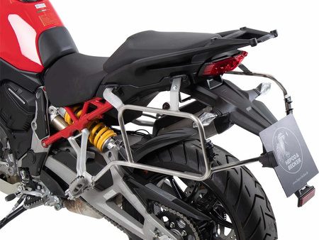 Side carrier cutout stainless steel incl. Xplorer sideboxes black for Ducati Multistrada V4/S/S Sport/Pikes Peak (2021-2024)/Rally(2023-2024)