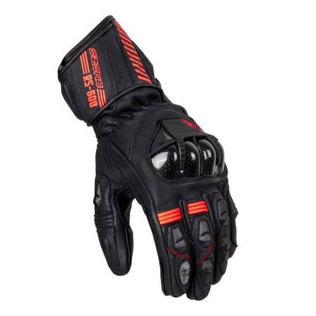 RĘKAWICE SKÓRZANE OZONE RS600 BLACK/FLUO RED